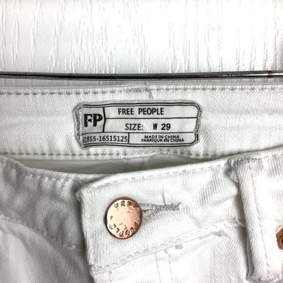 FREE PEOPLE WHITE SKINNY MID RISE JEANS - Picture 2 of 7